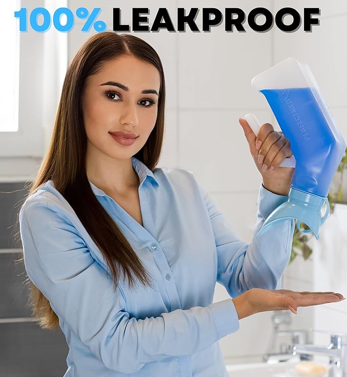 Female Urinal Spill Proof 32 oz (1 Pack) - Urinal for Women - Pee Funnel - Women Bed Pan - Portable Urinals for Women - Sturdy Female Urination Device for Car Travel, Road Trip Essentials