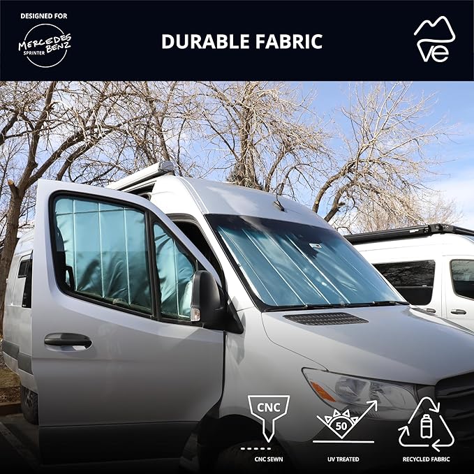 VanEssential Insulated Reflective Blackout Magnetic Window Covers Designed for Mercedes-Benz VS30 (Van Years 2019 to Current), Front Door (Pair), Charcoal Gray Reflective