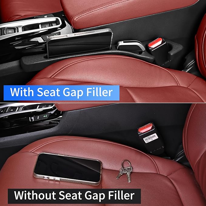 7F Car Seat Gap Filler, Organiser Between Seat and Centre Console, Universal Car Accessories, Fit SUV Truck Storage Black