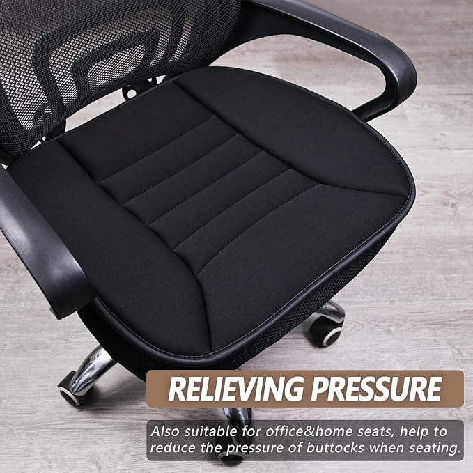 Memory Foam Seat Cushion for Car & Office Chair, Non-Slip Car Seat Cushion for Driving with Soft Comfort & Warmth, Universal Car Cushion for Long Driving Ergonomic Support (Gray)