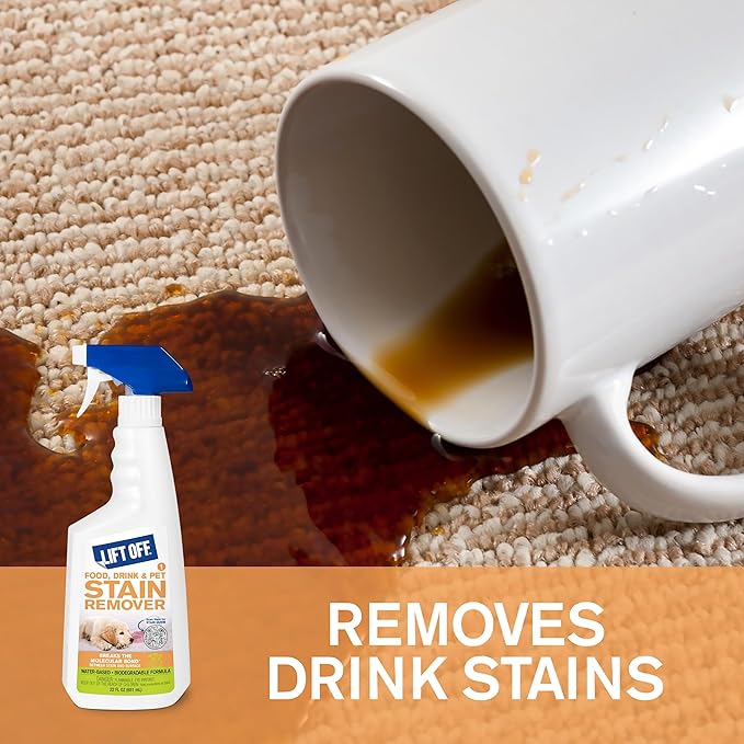 Motsenbocker's Lift Off 40501-6PK Food, Drink, and Pet Stain Remover Spray Eliminates Tough Stains from Multiple Surfaces, Excellent as a Pre-Wash Laundry Treatment, Water-Based, 22 Fl Oz, Pack of 6