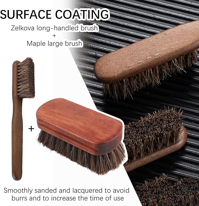 2PCS Horse Hair Brush for Leather,Soft Car Detailing Brushes Set with Concave Design,Multi-Purpose Leathers Brushes as Car Cleaning Brush for Cleaning Cars Interiors,Seat