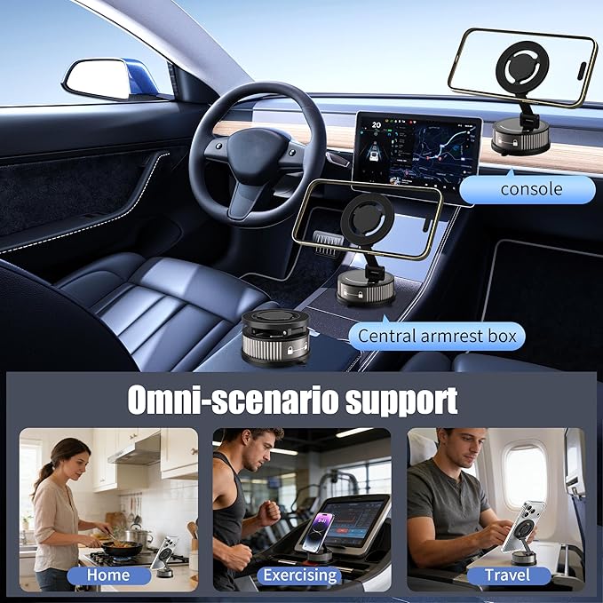 Magnetic Car Phone Holder for MagSafe, 2-in-1 Phone Mount with Fragrance Diffuser, 360° Rotatable Universal Phone Stand for Dashboard Windshield, for iPhone 17-12 Pro Max Plus & More