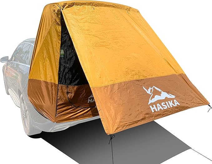 Hasika SUV Tailgate Tent - 2 Person Car Camping Awning, 3000mm Waterproof & UPF 50+ -Portable Hatchback Tent for Couples & Pet Owners, 2-Min Setup Road Trip Essentials Yellow