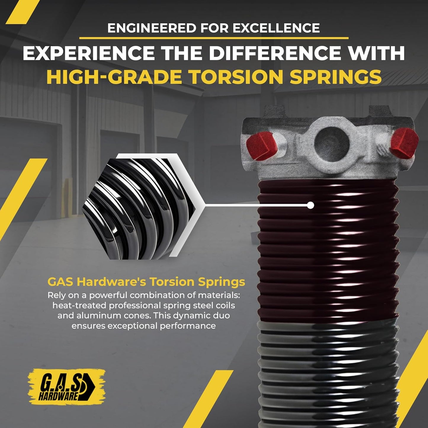 Garage Door Torsion Spring 234x2x25 Torsion Springs for Left Side of Garage Door with 1" Steel Bearing, Gloves, and Winding Bars Precision E-Coating 5-Year Warranty Minimum 30,000 Cycles (Red Cone)