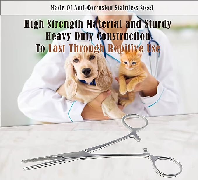 Dog Pet Ear/Nose Hair Puller Grooming Hemostat Locking Forceps Pliers, 5.5" (14cm), Straight