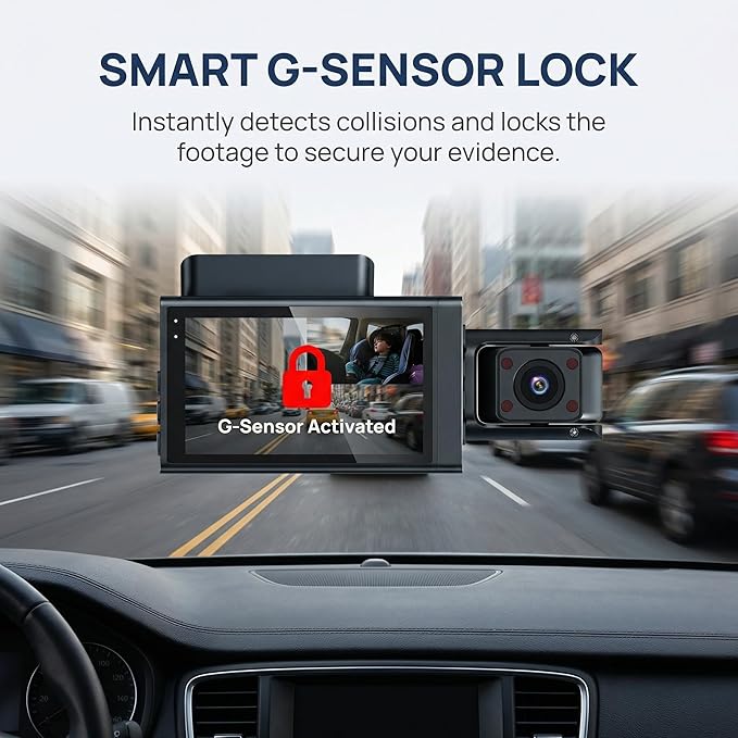 3 Channel Dash Cam 4K+1080P+1080P, 3 Inch IPS Screen, 5.8GHz/2.4G Dual Band WiFi Dash Camera for Cars, 20MB/s Fast Download, Built-in GPS, WDR Night Vision, 170° Wide Angle, G-Sensor, Loop Recording