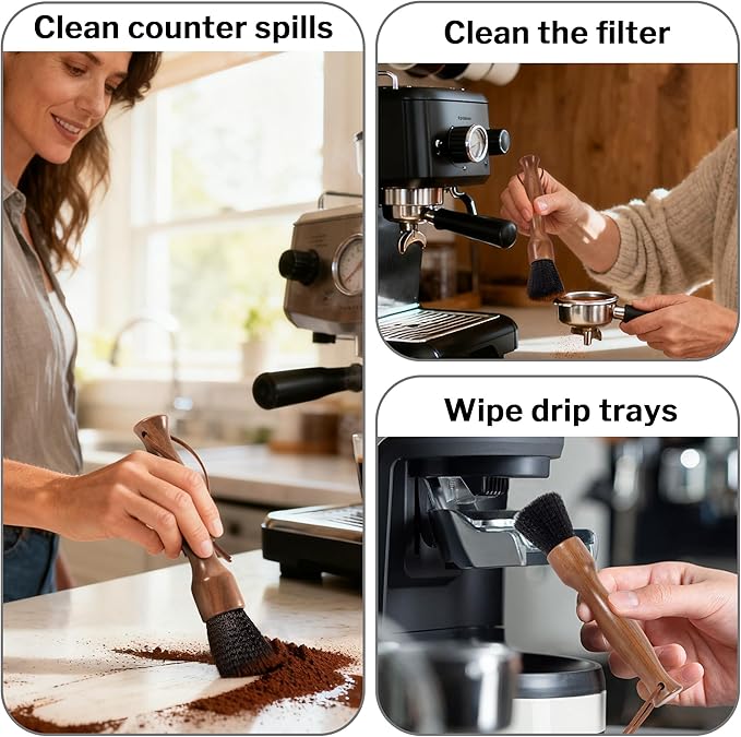 Belongtous Coffee Grinder Cleaning Brush, Fluffy & Soft Bristles Coffee Brush and Walnut Wood Handle, Espresso Machine Brush Cleaner Tool for Barista Home Kitchen