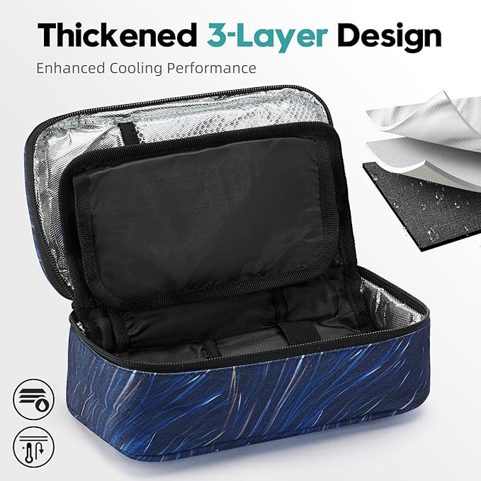 ALLCAMP Insulin Cooler Travel Case Diabetic Medication Cooler with 4 Ice Pack - Medical Cooler Bag Portable and Reusable Blue (9X 4.72x 3.14 inches)