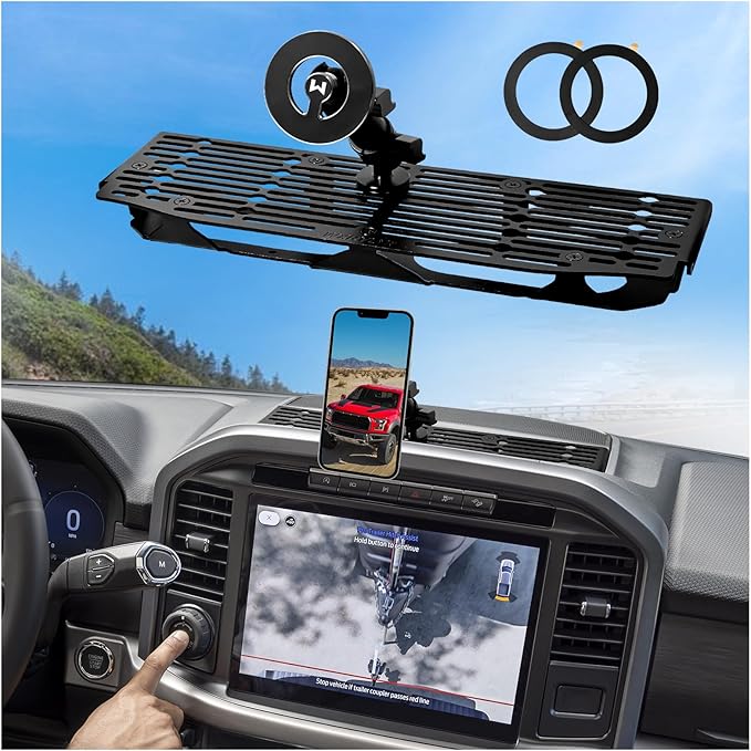 WXRYLYN 2025 2024 F150 Metal Dash Platform Phone Mount Magnetic Phone Holder for 2021-2025 F150 & 2021-2023 Raptor Cell Phone Holder Dash Phone Mount 2024 F150 Dash Mount