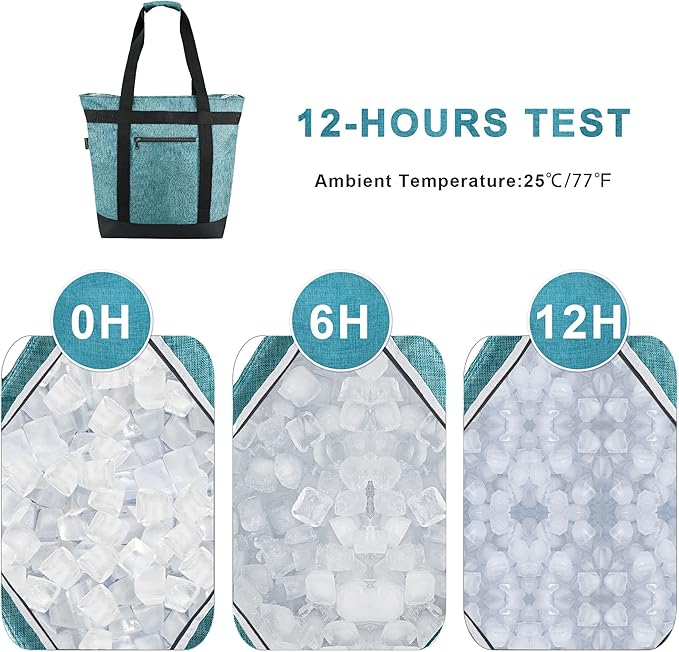 BeeGreen Cooler Bag Soft Insulated Tote for Beach Travel Grocery Shopping Lunch Portable Large Ice Coolers with Handle Hard Freezer Bags with Zippered Top Foldable Leakproof Delivery Totes Teal