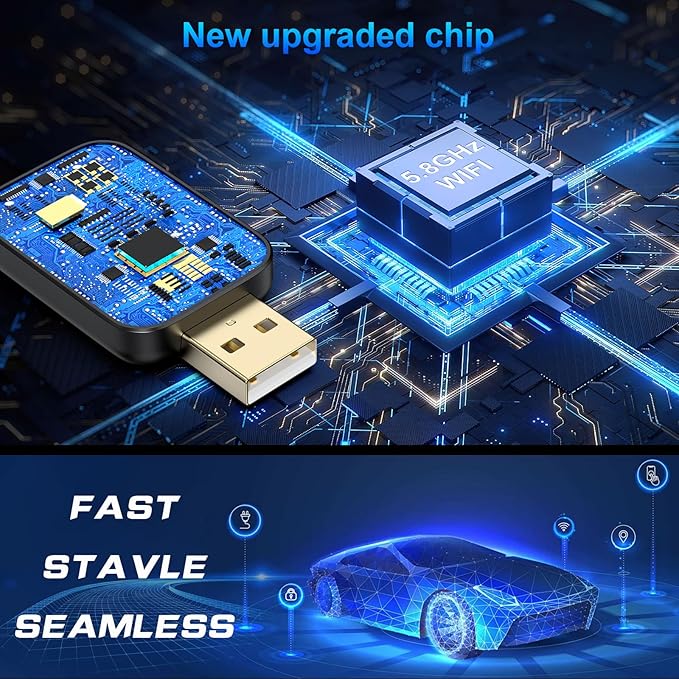 2025 Upgrade Mini CarPlay Wireless Adapter Support Apple CarPlay & Android Auto,Convert Wired to Wireless CarPlay Adapter,Stable Control & No Delay,2 in 1 Wireless Android auto Box for Cars from 2016