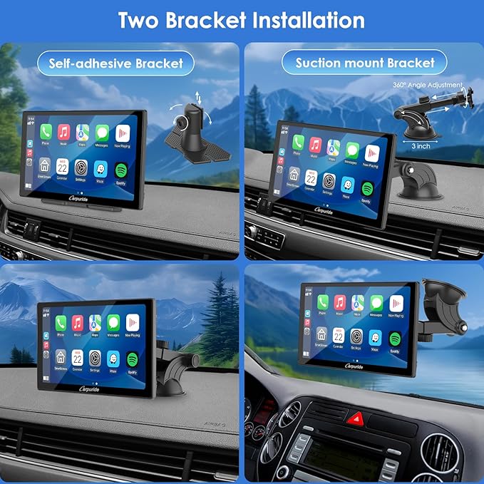 CARPURIDE 9 Inch Car Play Screen for Car, Compatible with Wireless/Wired Apple CarPlay, Android Auto and Mirror Link - Bluetooth Audio, Navigation,Siri, FM, AUX