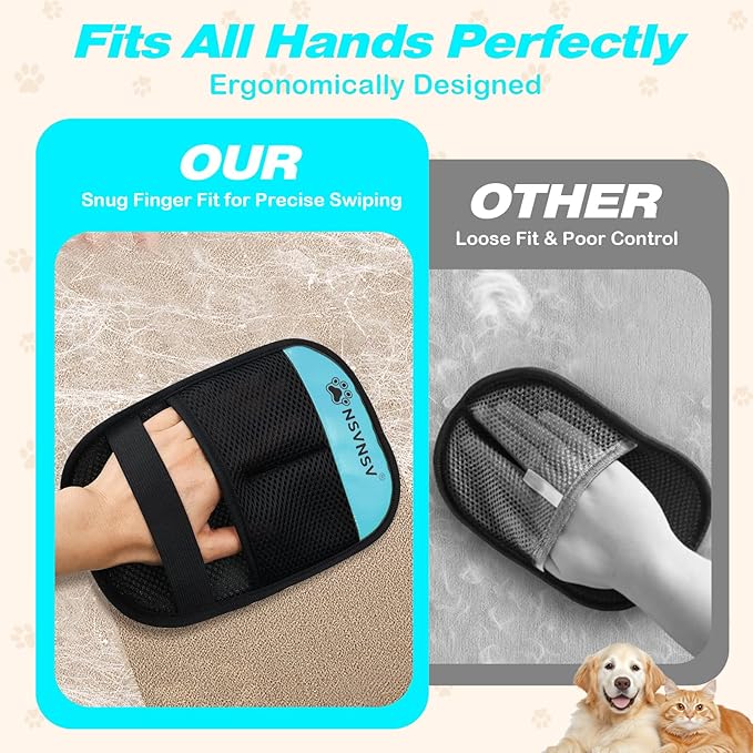 Pet Hair Removal Glove for Dog and Cat, Reusable Pet Hair Remover, Magic Brush Pet Hair Removal Tool, Pet Grooming Gloves for Couch, Clothing, Carpet, Furniture, Car Seats, Blue, 1pcs