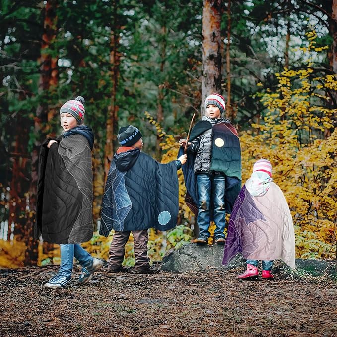 zzlamb Camping Blanket for Cold Weather,Outdoor Puffy Blanket Portable Down Alternative,Windproof Warm Cloak with Snaps,Cozy Quilt Backpacking Picnic RV Travel Plane Car Hammock Beach Climbing