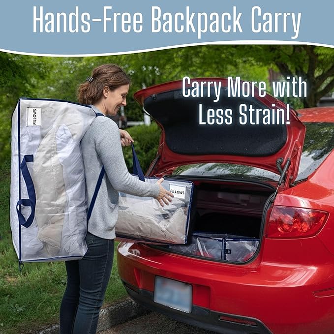 VENO 4 Pack Heavy Duty Moving Bags with Backpack Straps, Zippers & Handles, Extra Large Packing Bags for College Dorm Essentials, Moving Supplies Alternative to Cardboard Moving Boxes