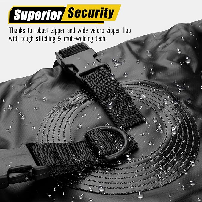 ARKSEN Extra-Wide 42 Cubic Feet Waterproof Rooftop Cargo Carrier Bag Heavy Duty Car Roof Rack Bag for Full-Size Cars w/ 8 Door Hook Straps +1 Combination Lock, 12 Reinforced Straps & Anti-Slip Mat