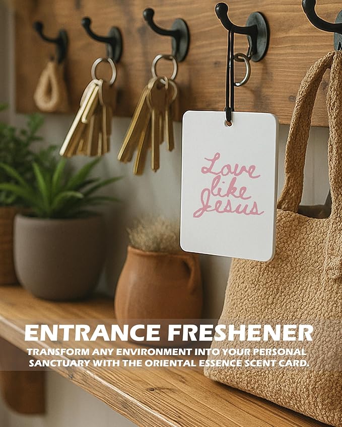 Cute Pink Christian Cologne Car Air Freshener 4 Pcs, Preppy Floral Religious Bible Verse Hanging Air Freshener for Cars Bathroom Dorm Books Decor, Pink Girly Accessories Gifts for Women Girls