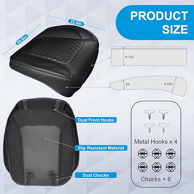 CAR PASS 2 Pack Leather Bottom Car Seat Covers Front Seat Cushion Cover, Anti-Slip and Wrap Around The Bottom, Car Seat Protector Universal Fit for Most Cars, SUVs, and Trucks, 2Pcs Black