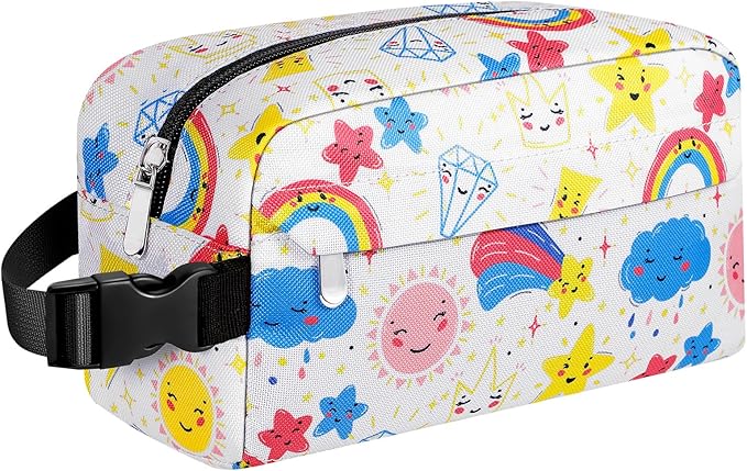 Small Insulated Snack Bag Lunch Bag for Kids Lunch Box for Women/Men, Collapsible [3L/5-Can] Reusable Lunch Bag Cooler Bag for Bottle with Handle Buckle for Work/School/Travel, Rainbow