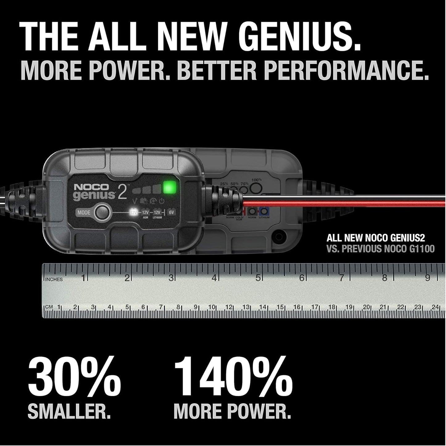 NOCO GENIUS2: 2A 6V/12V Smart Battery Charger – Automatic Maintainer, Trickle Charger & Desulfator with Overcharge Protection & Temperature Compensation – For Lead-Acid & Lithium Batteries