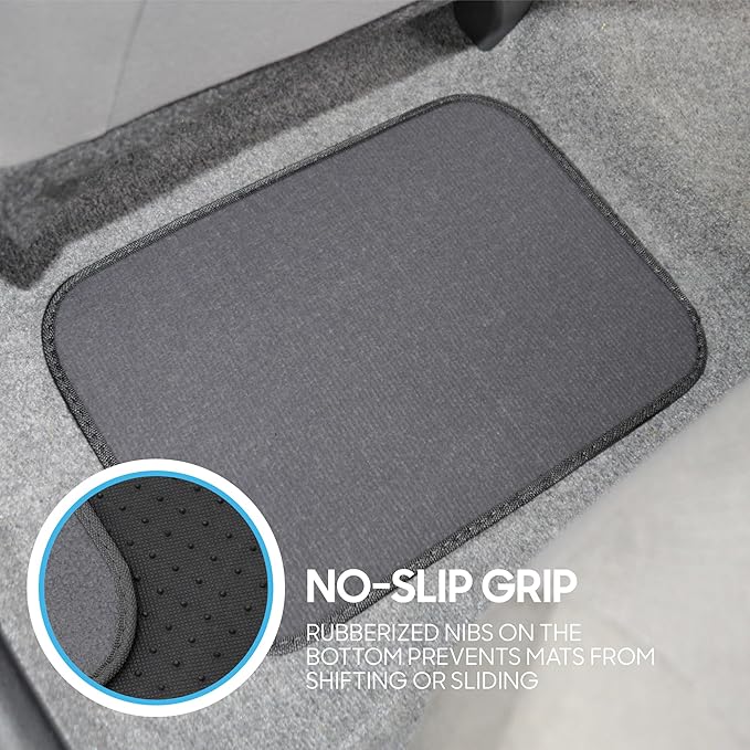 BDK Classic Carpet Floor Mats for Car & Auto - Universal Fit -Front & Rear with Heelpad (Medium Gray) - MT-100-CPTSERIES