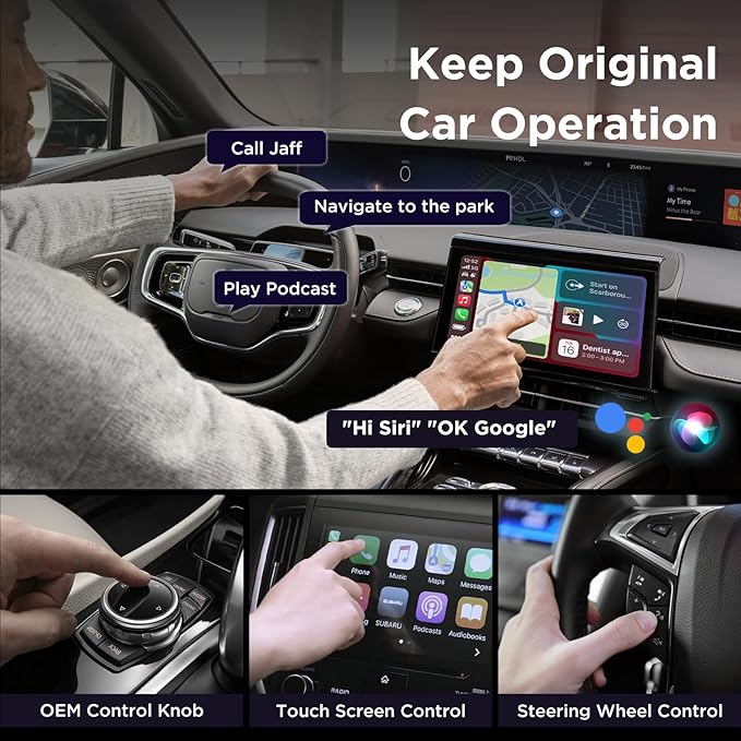 MSXTTLY 2in1 Carplay Wireless Adapter Android Auto Wireless Adapter, Mini USB Small Dongle Fast Auto Connect, Car Play Play Plug, for Apple iPhone iOS & Android 11+, OEM Wired Car Model 2017+, Black