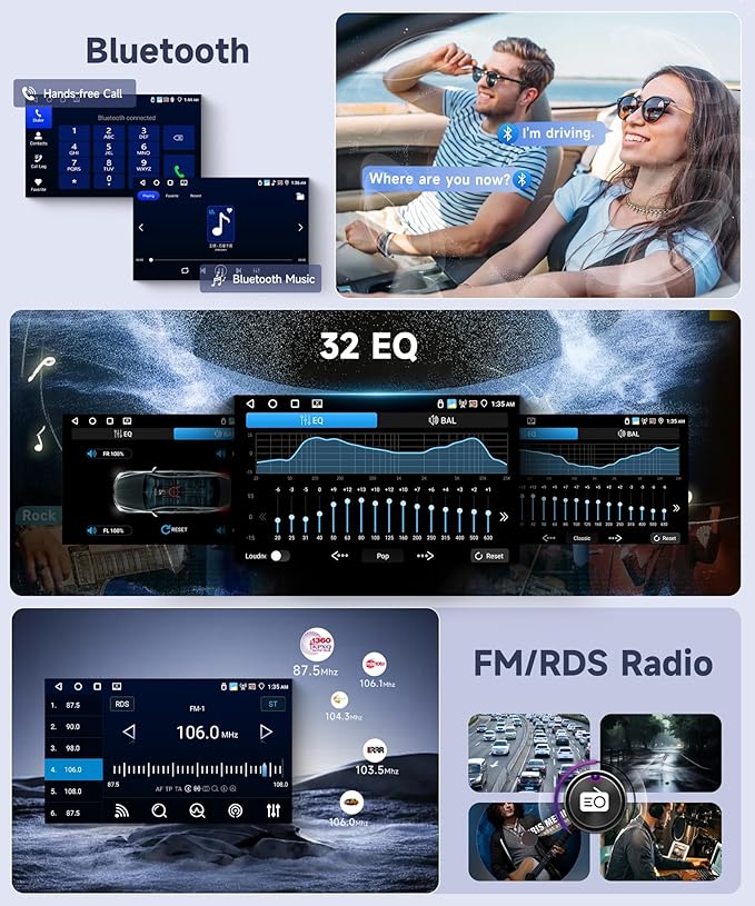 4G+64G Android Car Stereo for Chevrolet Chevy Silverado Impala Tahoe GMC Sierra Yukon Hummer H2 with Wireless CarPlay Android Auto, 7” Touchscreen Car Radio GPS WIFI SWC BT 32EQ Backup Camera