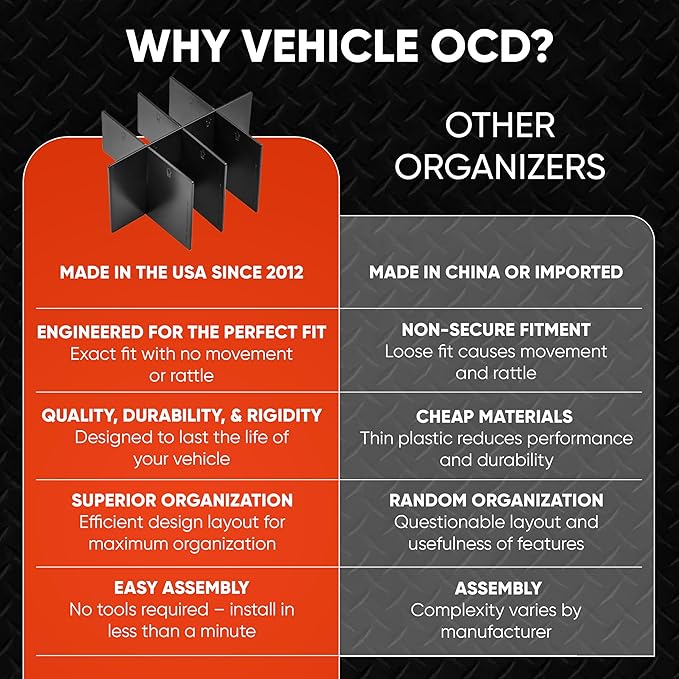 Vehicle OCD - Center Console Organizer for Toyota Tacoma (2005-2015) - Made in USA - SLX100