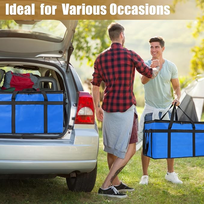 PEASUG Insulated Bags for Food Delivery, XXXL Pizza Delivery Bags, Large Capacity Cooler Bag Keep Food Warm for Grocery Shopping and Catering, Foldable, Heavy-Duty (Blue)