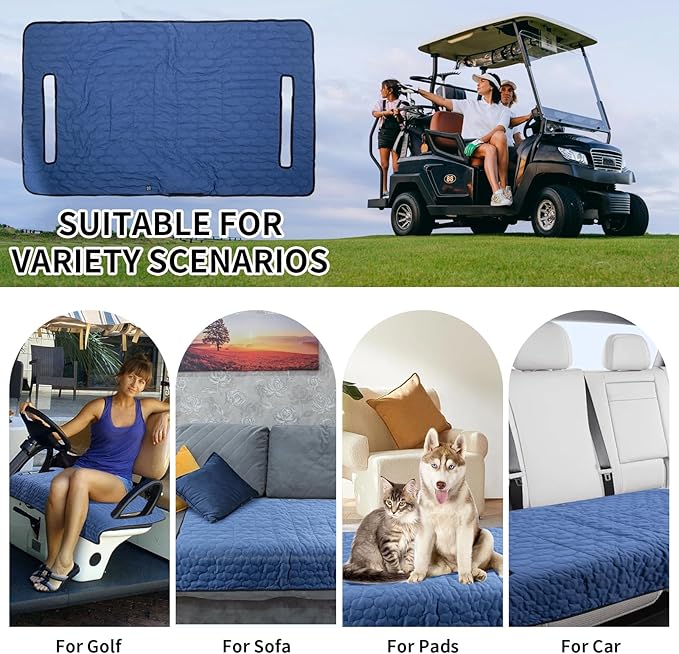 TUYU Heated Golf Cart Seat Cover,Non-Slip Winter Golf Cart Seat Warmer Towel Blanket for 2-Person Seats Club Car, Golf Cart Accessories Gift for Men.52 * 32 inch. Keeps Warm and Clean