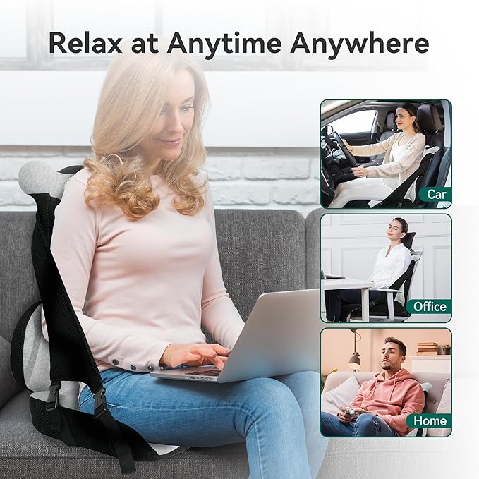 Memory Foam Lumbar Support Pillow, Car Seat Cushion, Office Chair Cushion, One Piece Chair Pad, Improve Posture, Sciatica, Hip & Back Coccyx Tailbone Pain