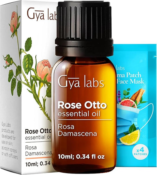 100% Pure Rose Otto Essential Oil - 0.34 Fl Oz - Rose Otto Oil for Hair, Skin, Diffuser, Aromatherapy & DIY Candle Making Scent