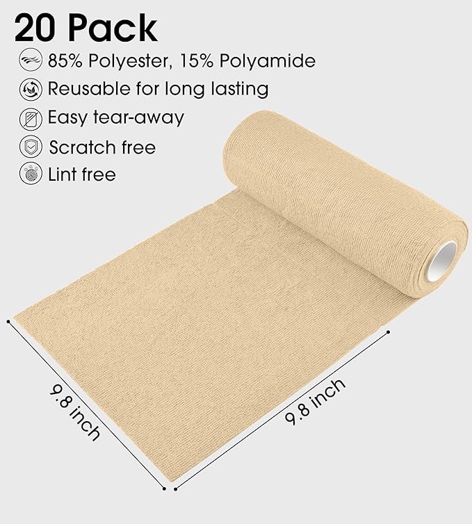 KitchLife Microfiber Cleaning Cloth Roll - Tear-Away Reusable Microfiber Paper Towels, Lint-Free, Washable, 20 Sheets for Kitchen, Car, Dishes, and Sensitive Surfaces (Wheat)