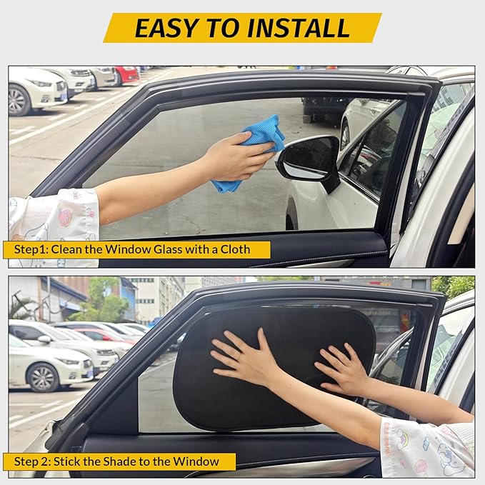 4 Pack Car Window Shade - 20″ × 12″ Car Side Window Covers for Baby, Cars Window Sun Shade, Glare Shield and UV Rays Protection for Your Child, Mesh Window Shades for Baby