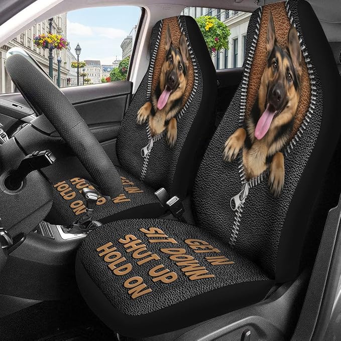 GENANY German Shepherd Car Seat Covers Set of 2, Breathable Front Seat Covers for Truck Sedan SUV, Dogs Themed Car Accessories, Dogs Gift for Women Men