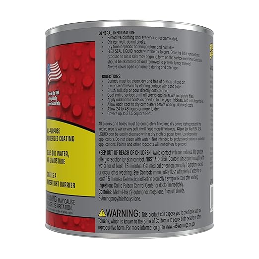 Flex Seal Liquid, Rubber Coating Sealant, Waterproof, Flexible, Breathable, and UV Resistant, Roof Repair, Basements, RV, Campers, Trailers, Marine, EPDM, Masonry, Gray, 32 oz