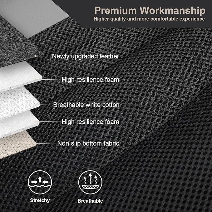 GIANT PANDA Front Seat Cover for Nissan, 3D Air Mesh Car Seat Covers Custom Fit Nissan Rogue Altima Sentra Versa Kicks Frontier Murano Pathfinder Maxima Black+Gray 2-Seat
