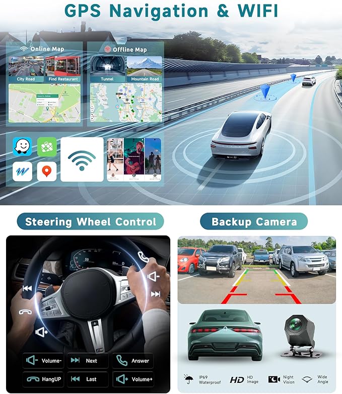 4G+64G Android 15 Car Radio Stereo for Chevy Chevrolet Silverado Tahoe SSR 03-06, GMC Sierra Yukon,Hummer H2 H3, 7'' Touchscreen with Wireless CarPlay Android Auto Backup Camera,GPS BT FM RDS Radio