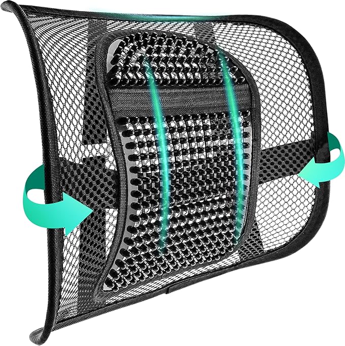Samyoung Mesh Back Lumbar Support, Back Support Seat Cushion with Breathable Mesh for Office Chairs Car 12” x 16”