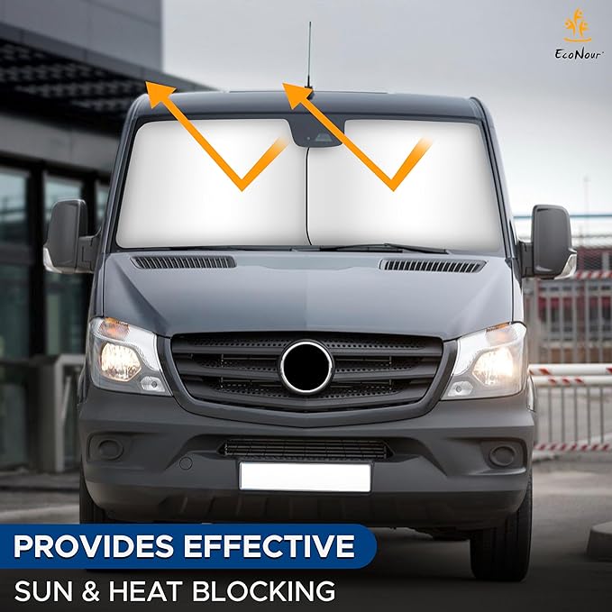EcoNour 2-Piece Truck Sun Shade for Windshield, Foldable Car Sunshades Reflect UV Rays, Truck Sun Protector Keeps Interior Cool, Automotive Interior Accessory for Comfortable Ride, Large 32.5x36
