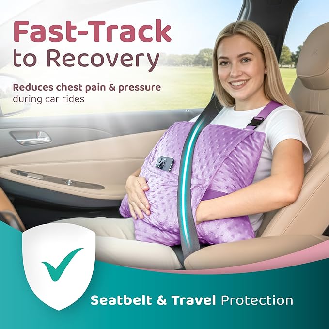 Zomaple Recovery Hysterectomy Pillow with Strap, Gel Pack & Lumbar Support – Post Abdominal Surgery Must Haves – Ideal for C-Section, Laparoscopic & Hernia Healing Comfort