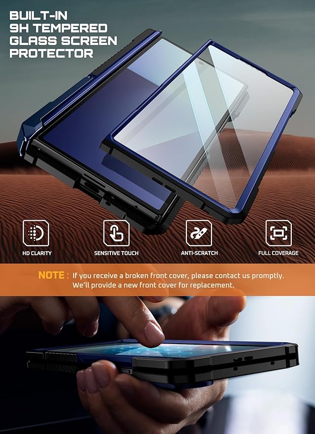 SUPCASE for Samsung Galaxy Z Fold 7 Case with Kickstand (UB Grip), [Compatible with MagSafe] [Built-in Tempered Glass Screen Protector] [Hinge Coverage] Military-Grade Protection Phone Case (Azure)