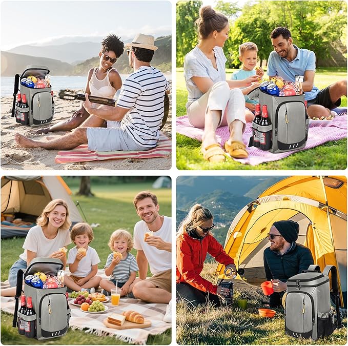 Cooler Backpack - 40 Cans Insulated Leak Proof Backpack Cooler Portable Picnic Camping Beach Hiking BBQ Picnic Bag for Men and Women -Grey