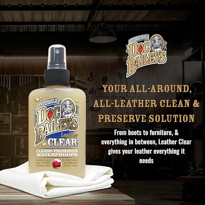 Doc Baileys “Clear” Formula Kit for Professional Detailers | Clean and Waterproof Blue, Pink, Red, and Brown Shades of Leather | | Protect and Revive Leather, Vinyl, Canvas, and More