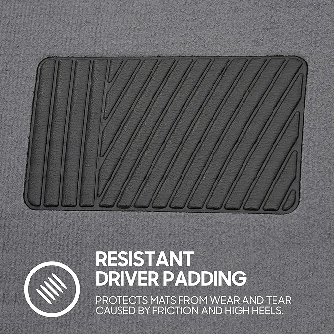 BDK Premium Medium Gray Carpet Floor Mats for Cars - Universal Fit Interior 4-Piece Car Mats Full Set with Vinyl Heel Pad Protector - Cute Car Accessories Interior Floor Covers for SUVs & Trucks