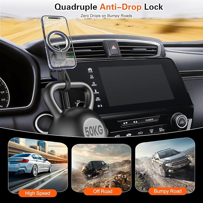 Car Phone Holder for Honda CRV 2017 2018 2019 2020 2021 2022: Magnetic Screen Cell Phone Mount for CR-V 5/7 Inch Touchscreen Accessories - 360° Rotation Compatible with MagSafe for iPhone Samsung