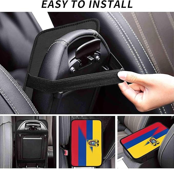 Colombia Colombian Ecuador Ecuadoran Flag Auto Center Console Armrest Cover Car Handrail Box Cushion Pad Mat Universal Fit Most Vehicle Sedan Truck SUV Soft Comfort Decor Accessories