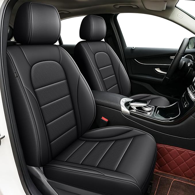 Seat Covers for Mercedes-Benz GLC 2016 2017 2018 2019 2020 2021 2022, Custom Fit Car Seat Protectors Full Set, Waterproof Premium Leather, for 5-Seater Model - Black