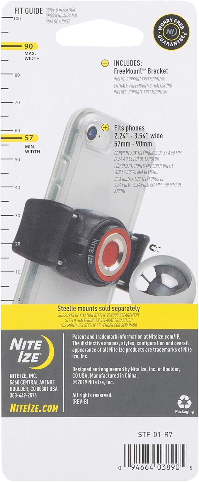 Nite Ize STF-01-R7 Original Steelie FreeMount Bracket - Additional FreeMount for Steelie Magnetic Phone Mounting Systems Black